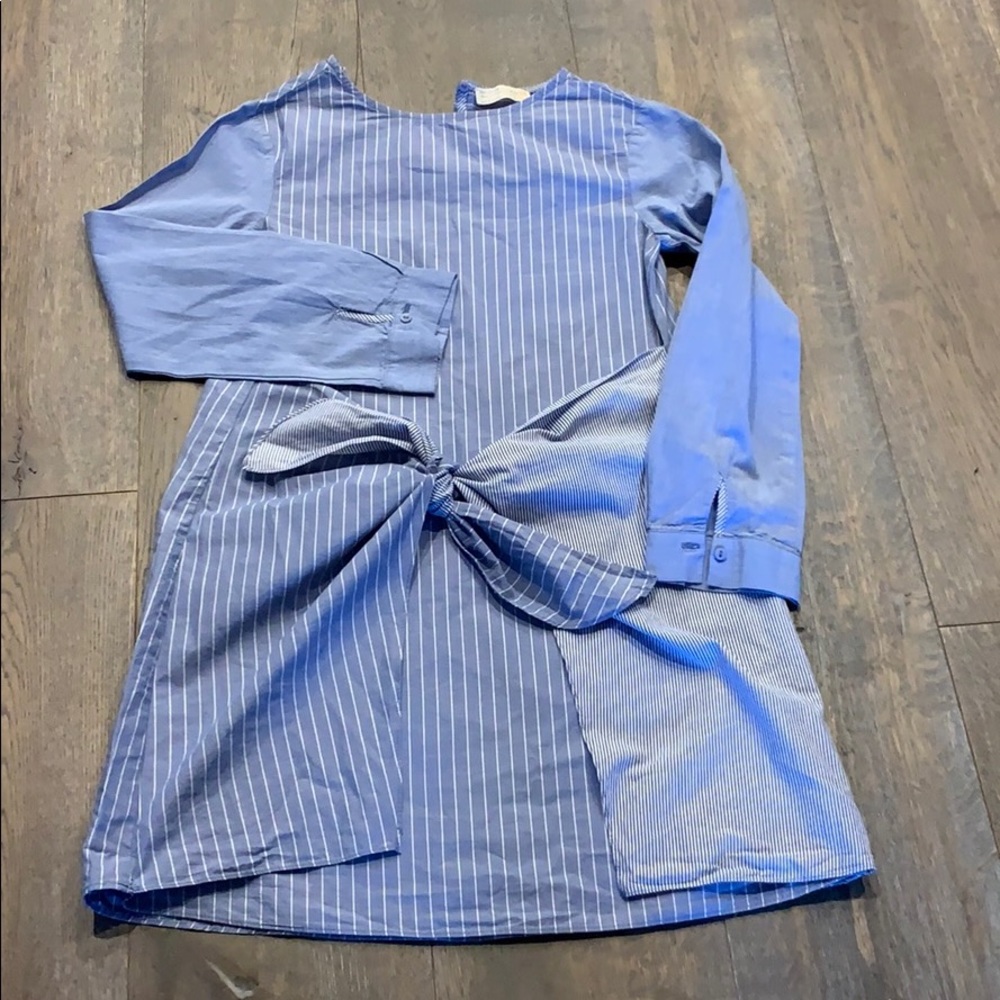 Blue and white striped dress